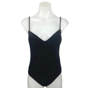 Urban Outfitters Women's Black Spaghetti Straps V-Neck One Piece Bodysuit Size M